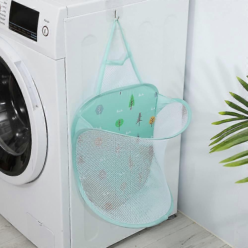 Mesh Hanging Popup Laundry Hamper, Foldable Pop-up Mesh Hamper Dirty Clothes Basket With Carry
