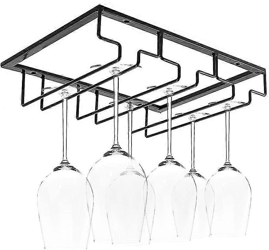 Hanging Glass Rack - Wine Glass Rack With 5 Rails For 10-15 Glasses, 30 X 22.5 X 5.5 Cm, With Screws, Used In Bar, Wine Cabinet, Kitchen (3 Rails)