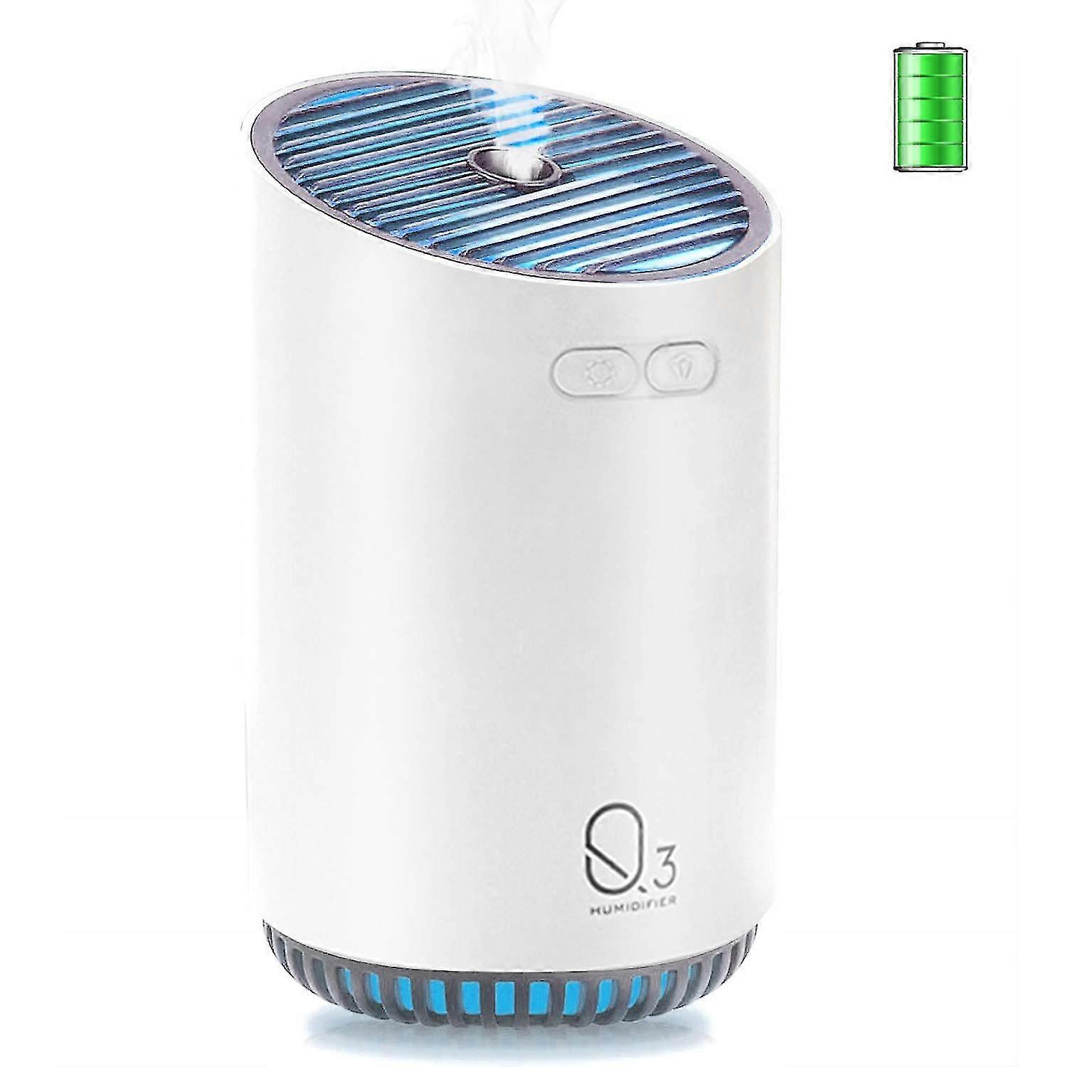 Mini Travel Portable Battery Operated Humidifier With Wireless Diffuser For Yoga, Spa, Auto Shut Off Personal Humidifier (white)