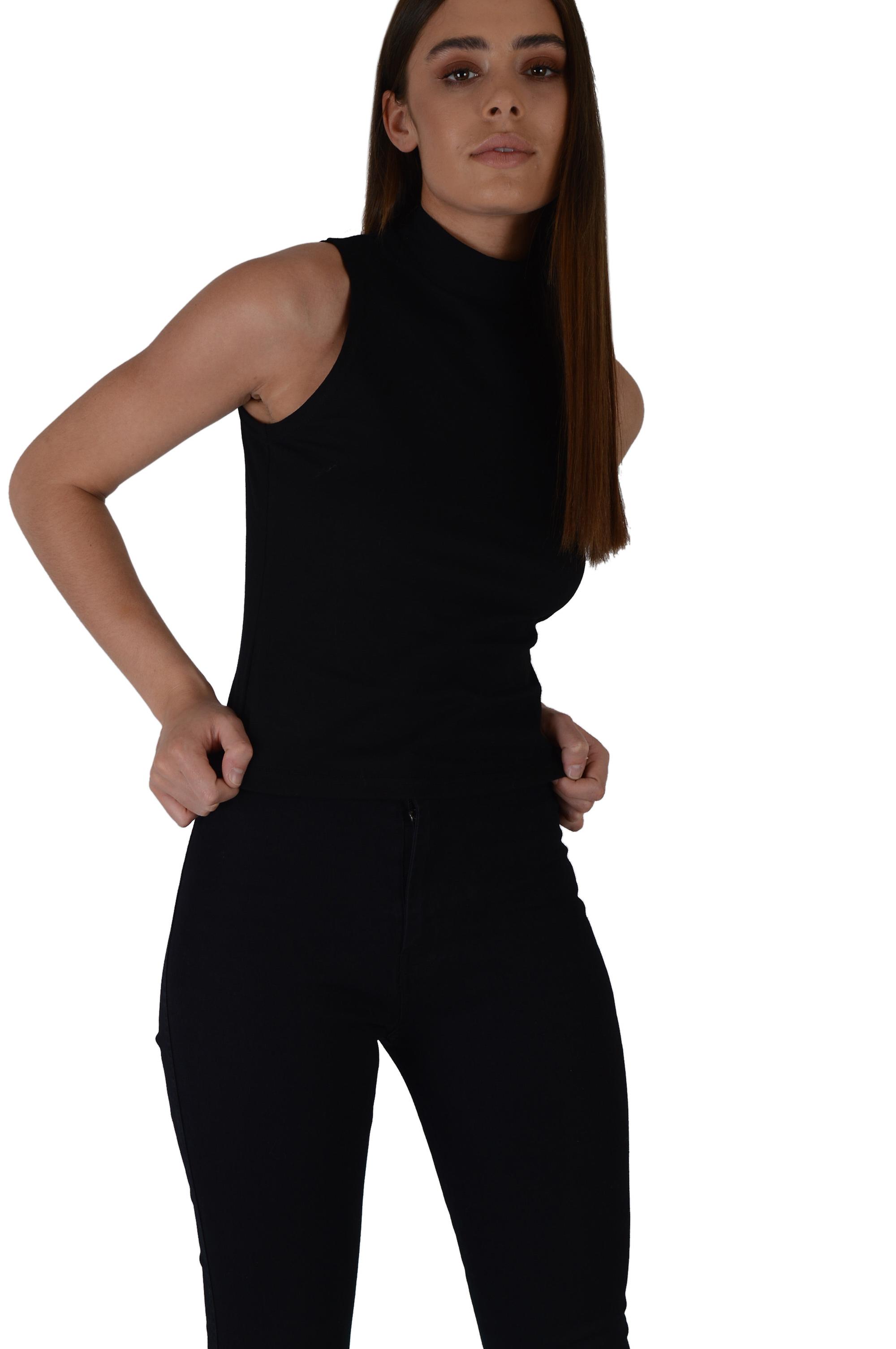 Lovemystyle Classic Turtle Neck Crop Top In Black