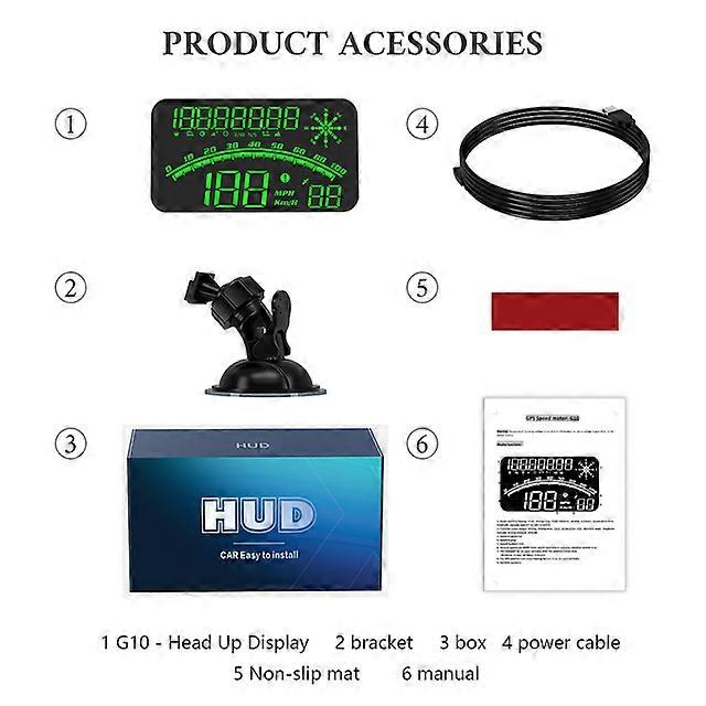 G10 GPS HUD Car Multi Function Safety Display Reminds Auto Parts Speed Alarm Head up Display Suitable For All Cars
