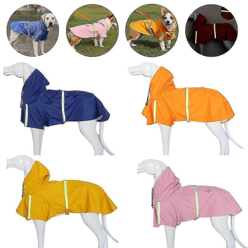 Dog Raincoat Hooded Pet Waterproof Jacket Breathable Rain Jacket Coat Blue-2Xl