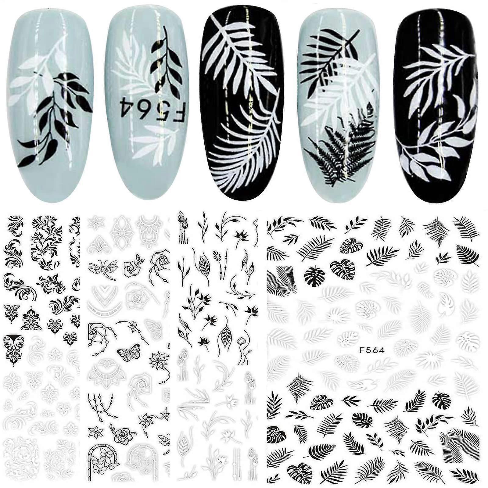 Stickers Et Autocollants Nail Art – Motifs Noirs Et Fleurs Pour Déco Ongles
