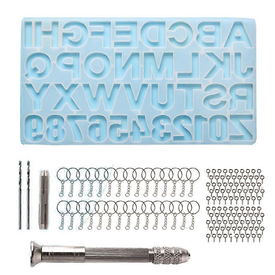 Epoxy Casting Mold Set Include 1x Hand Drill 2x Drill 30x Keyrings 100x Screw Pins for Making DIY R