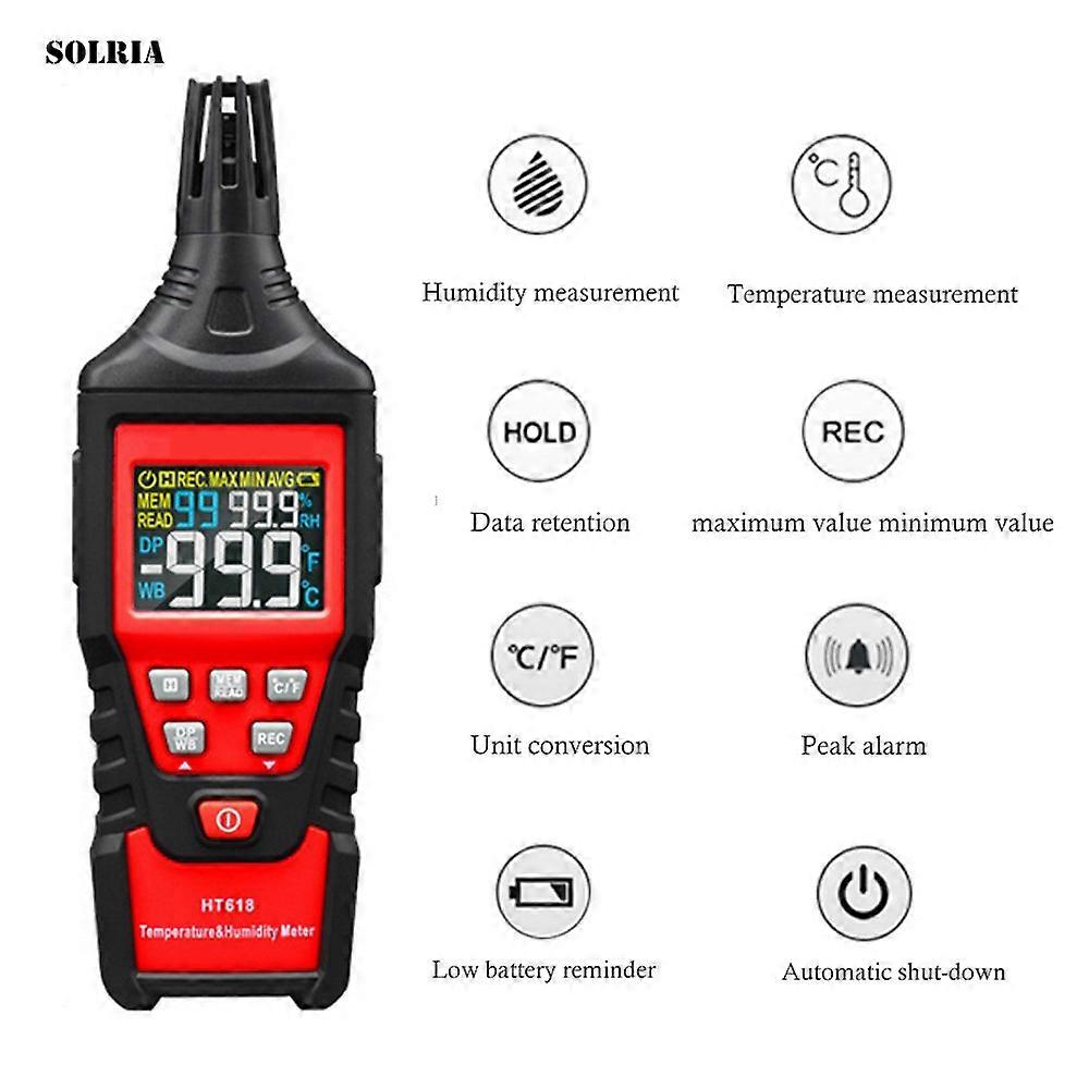 HT618 Mini Thermometer & Hygrometer Overload Indication Unit Conversion LCD Backlight Hygrometer Tester Bluetooth Data Retention