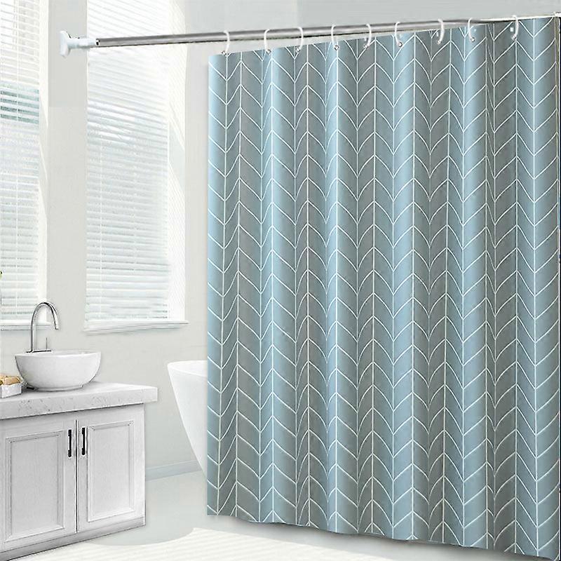 Dww Chevron Pattern Shower Curtain - Blue Grey