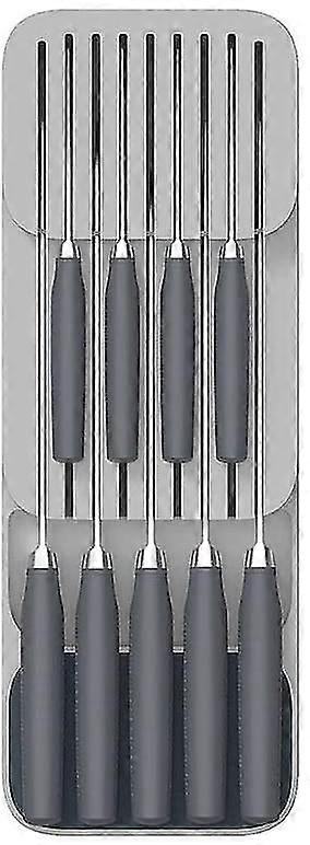 Drawer Knife Rack, Kitchen Knife Storage - Plastic, Gray