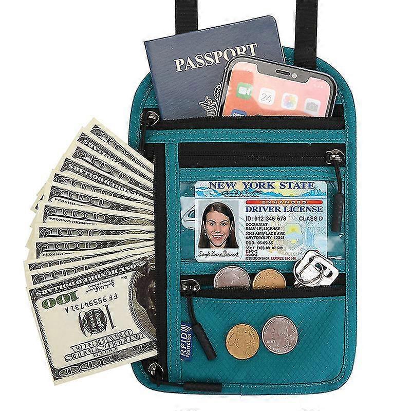 Rfid Blocking  Passport Holder Wallet With Neck Pouch zipper