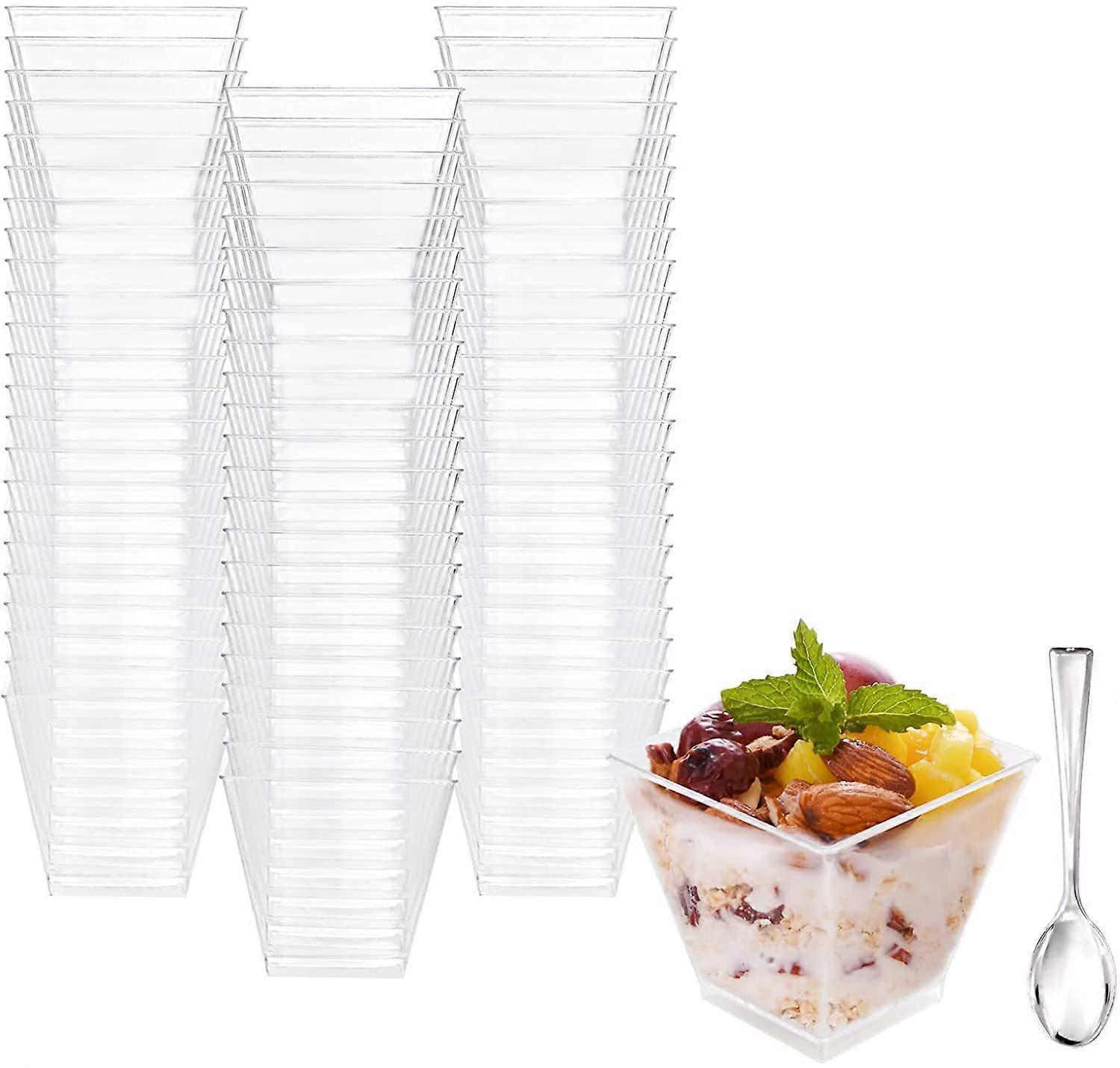 50pcs 2oz/60ml cups cups dessert cups clear reusable dessert cups Squares for pudding, mousse, ice cream, birthday, weddings