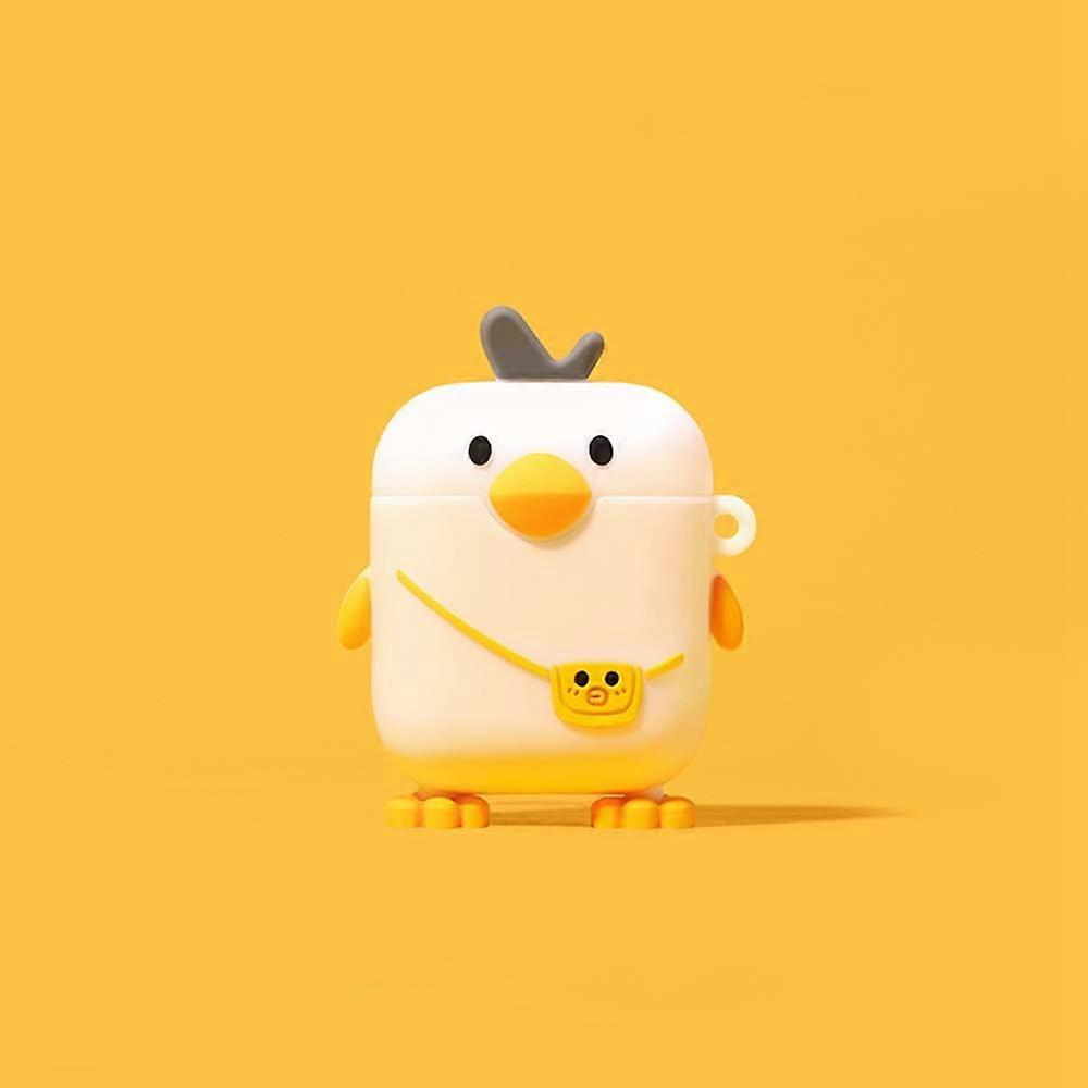 متوافق مع حافظة Airpods ، سيليكون 3D لطيف البطريق دجاج بطة الرنة أصبع متعة شخصية كرتونية غطاء Airpod (AirPods 1،2 ، ذكاء الدجاج