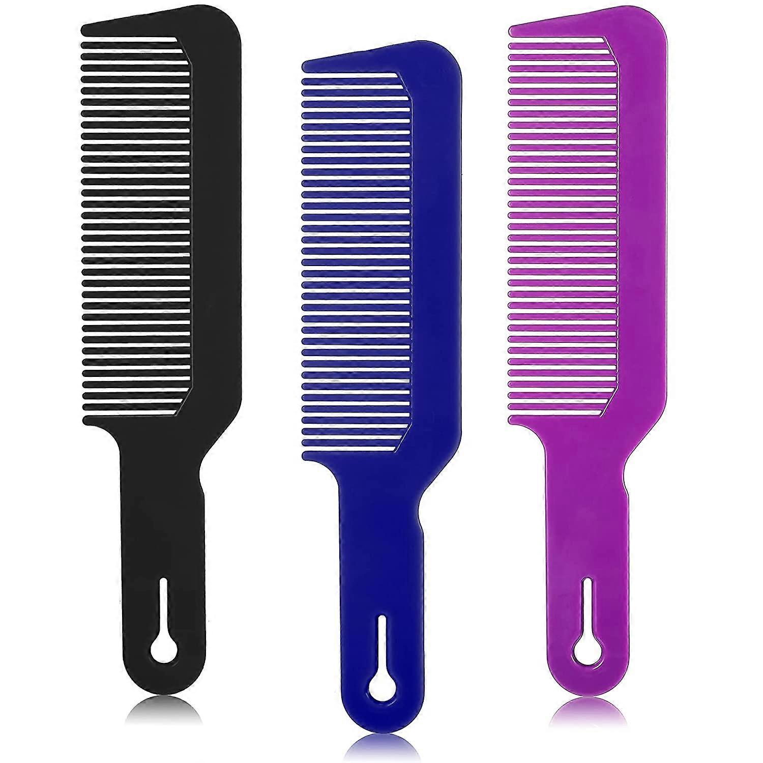 3 Pieces Barber Combs Clipper Combs Flat Top Clipper Combs Hair Cutting Combs for Clipper-cuts and Flattops (Yellow, Green, Purple)