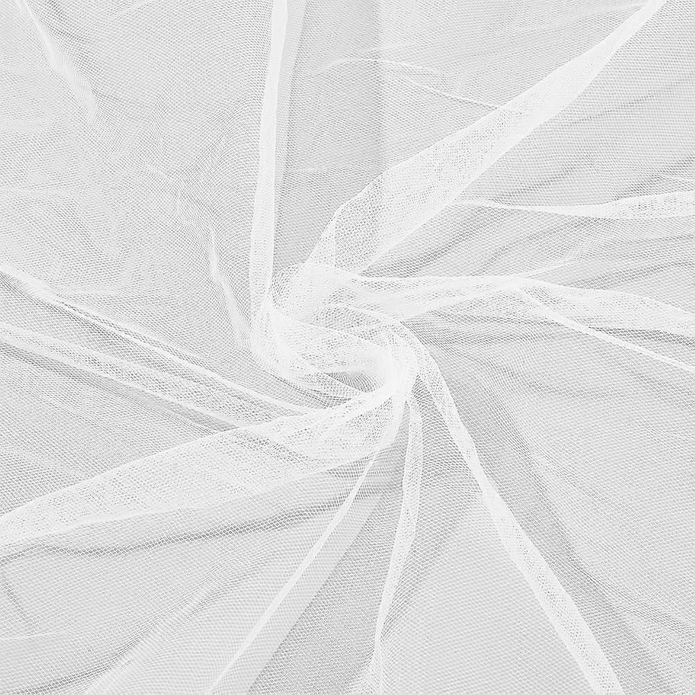 DIY 5.5x1.7 Yards Tulle Fabrics Chiffon Sheer Crepe Fabric 0.2mm Thick White Fabric Tulle Bolt Chinlon Tulle Sheer Voile Chiffon Fabric for Gift Wrapp