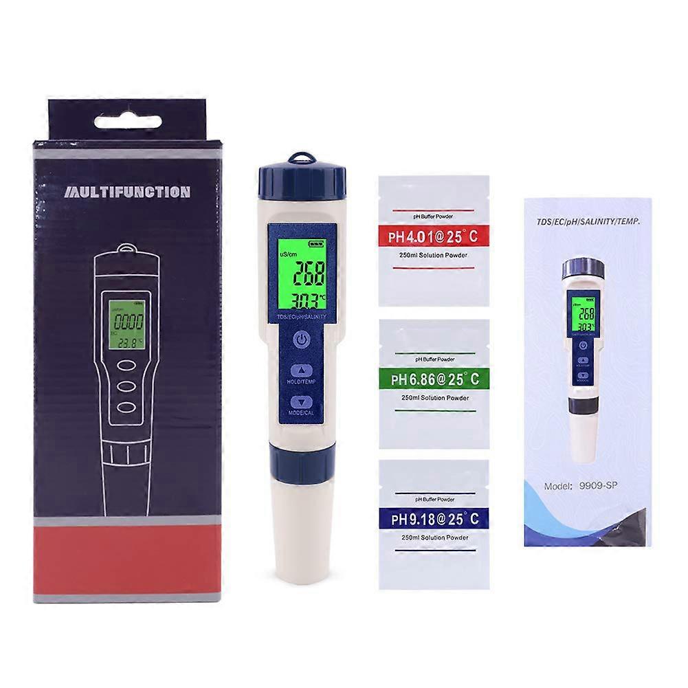 Ez-9909A High Precision 5 In 1 Salinity Gauge Waterproof Salinity Meter Aquarium Seawater Meter With Backlight