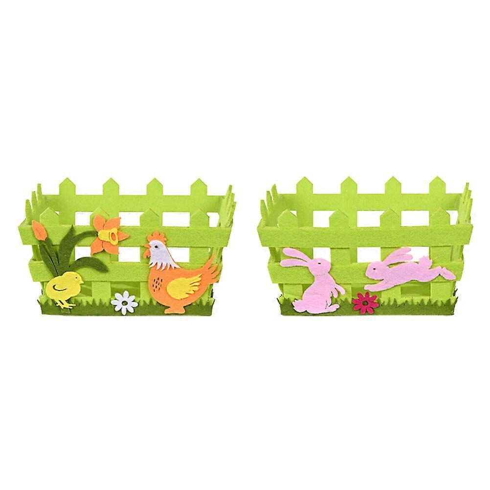 2pcs Easter Decorations Non-woven Fabric Storage Baskets Easter Egg Baskets