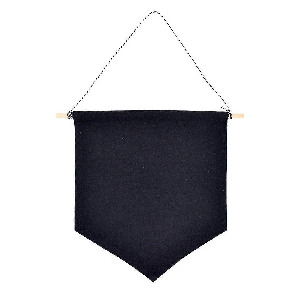 Pin Display Pennant Banner Enamel Lapel Pin Badge Flag Plain Blank Canvas Wall Banner(Black/S)