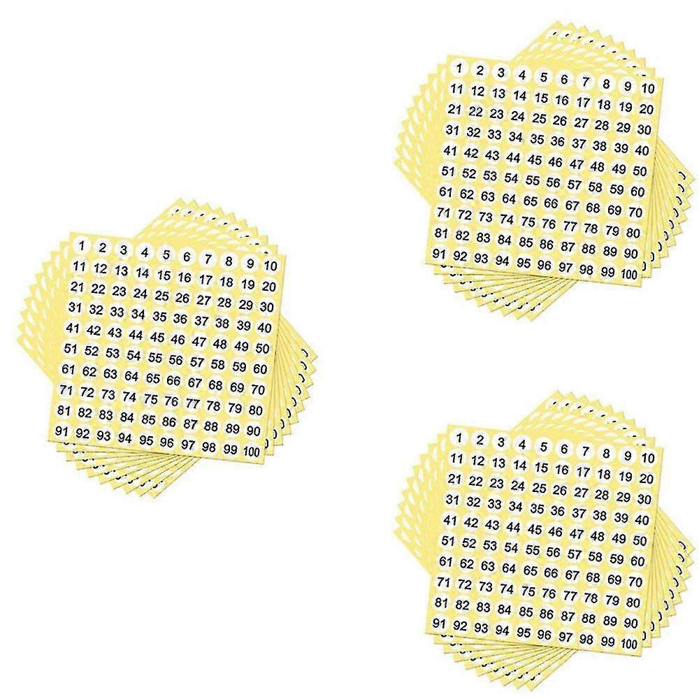 100 Sheets Number Labels Stickers 1-100 Numbers Round Stickers