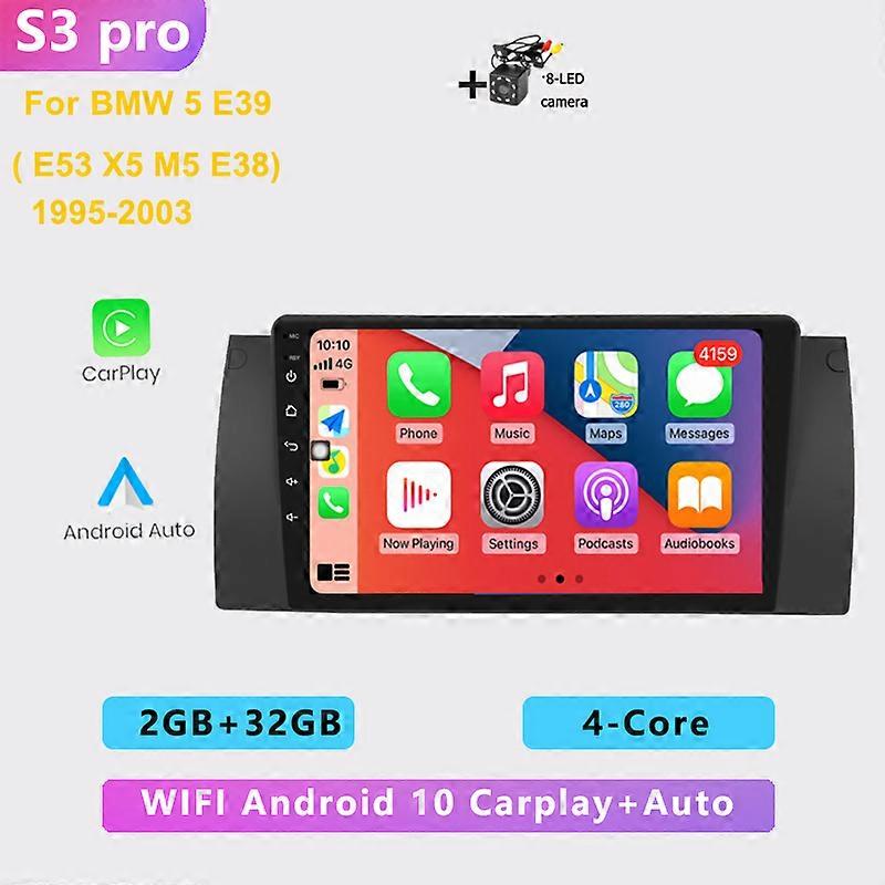 2din 2+32G car stereo android radio multimedia player carplay Auto GPS navigation For BMW 5 E39 E53 X5 M5 1995-2001 2002-2006