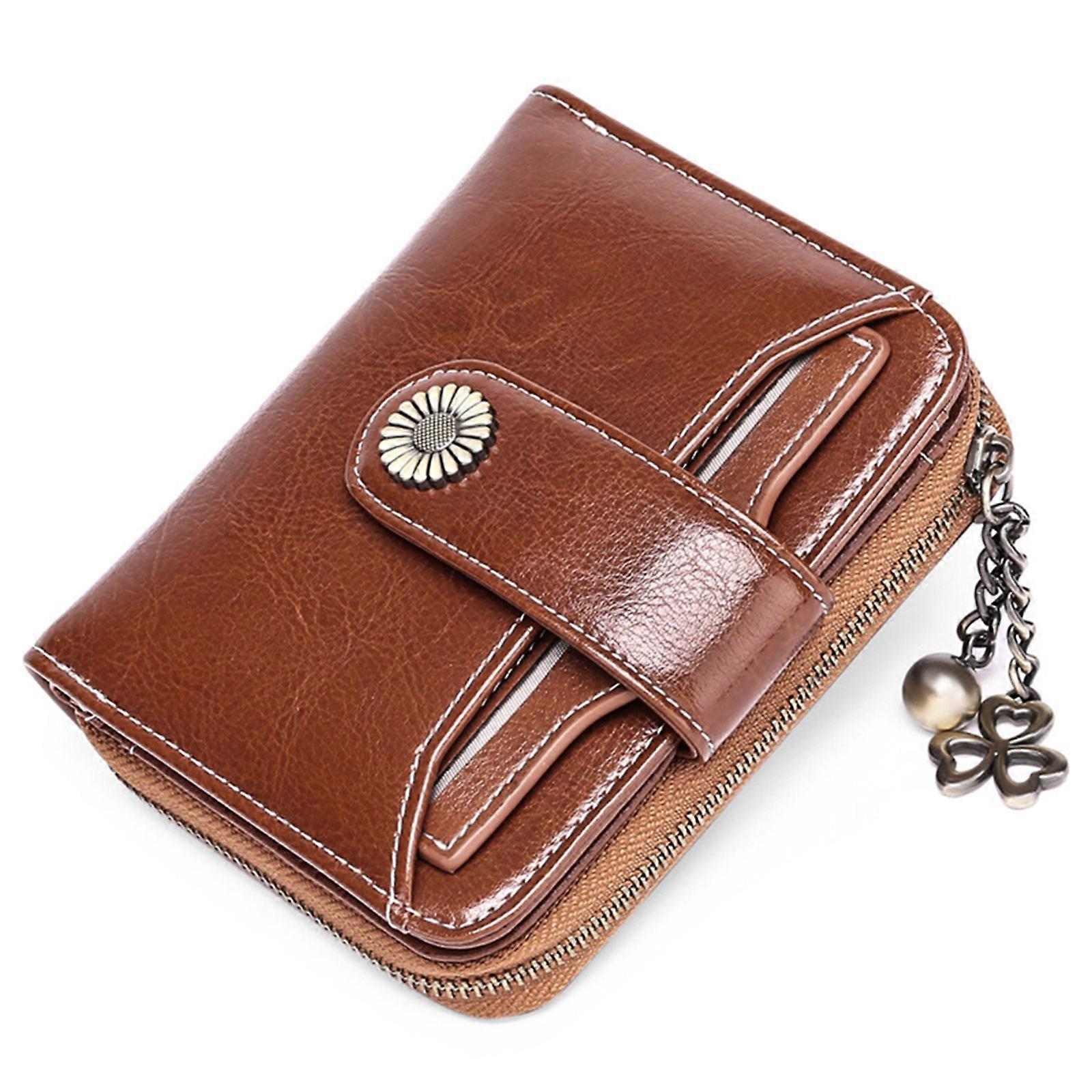 Genuine leather women's wallet Women's short student multi-functional mini zero wallet Driver's license wallet