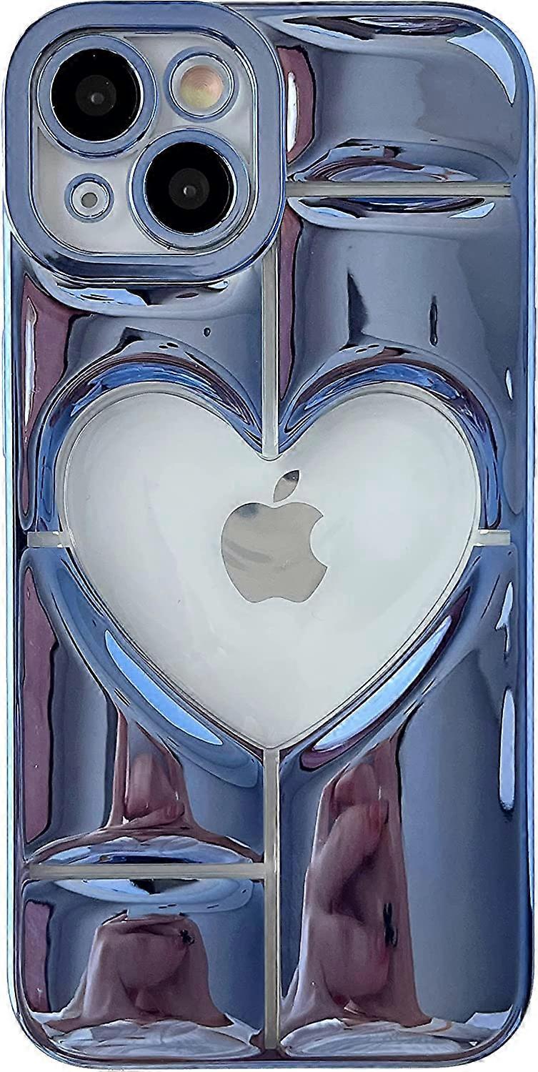 Electroplating 3D Hollow Love Heart Soft Compatible with iPhone Case (White,iPhone 14 Pro Max)