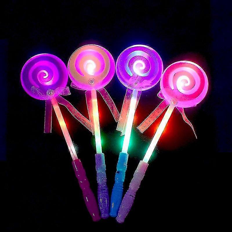 4pcs Led Frequency Conversion Luminous Lollipop Magic Stick Candy Shape Flash Stick Holiday Toy