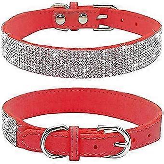 Dog Collar Rhinestone Dog Collar, Cute Dazzling Sparkling Soft Suede Leather Dog Cat Rhinestone Collar Crystal Diamond Pet Dog Puppy Collar