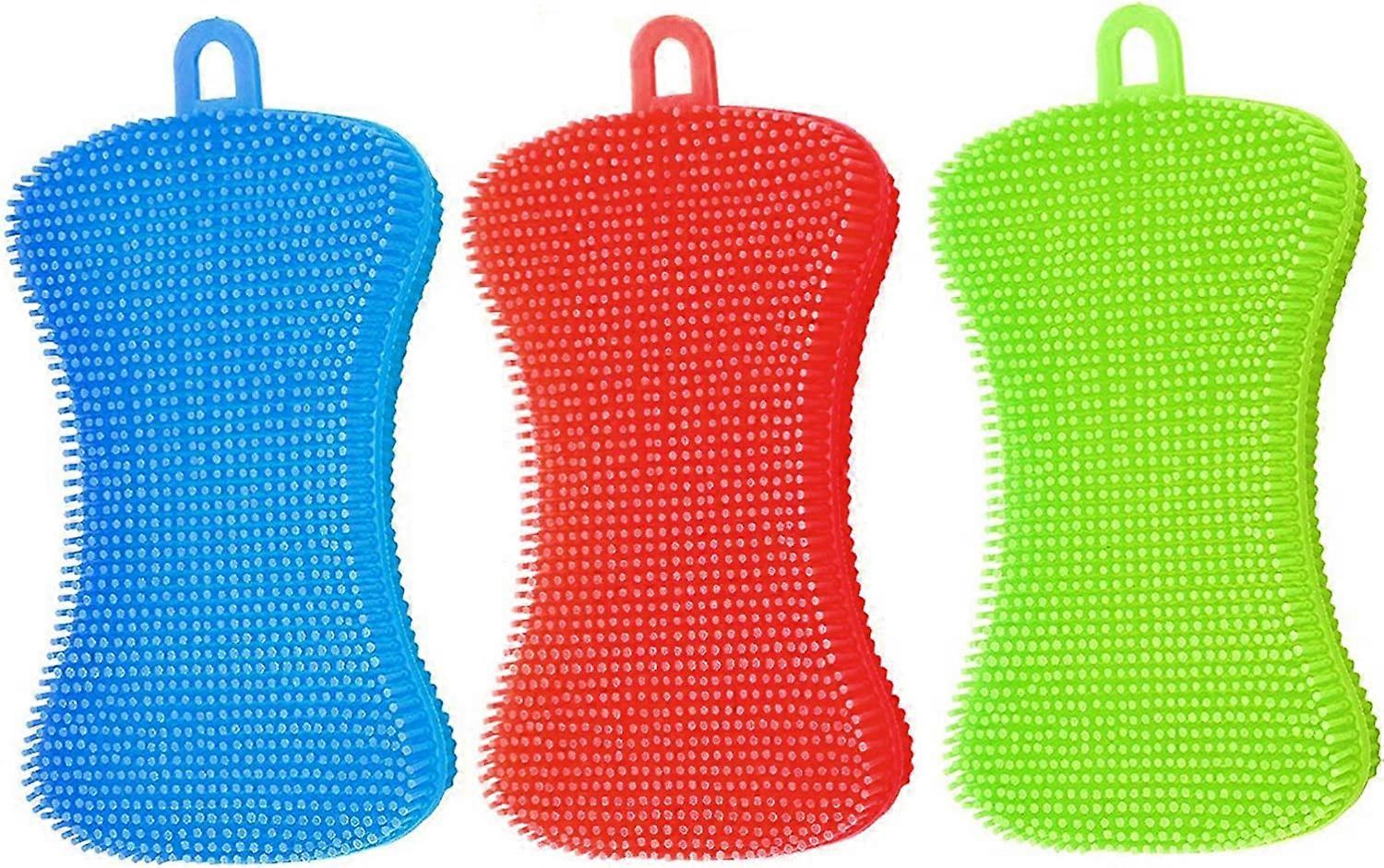 3pcs Silicone Sponge-Multi-purpose food grade reusable double-sided silicone brush sponge
