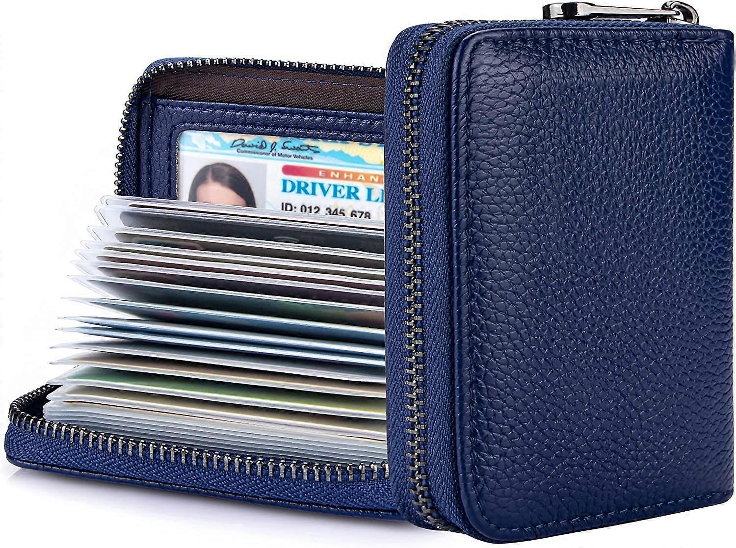 حامل بطاقة ائتمان جلدية مع سحاب