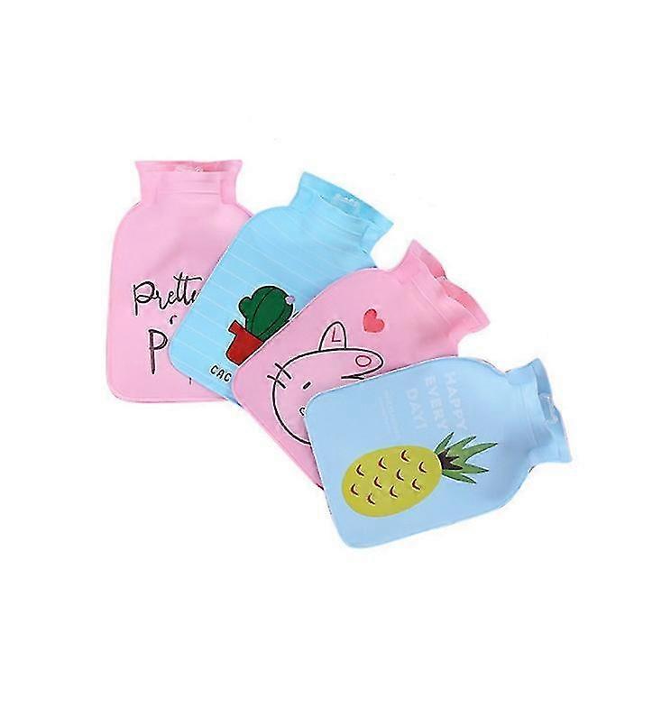 5pcs Mini Handy Pvc Water-filled Type Warm Hand Cartoon Hot Water Bag Bottle Random Color