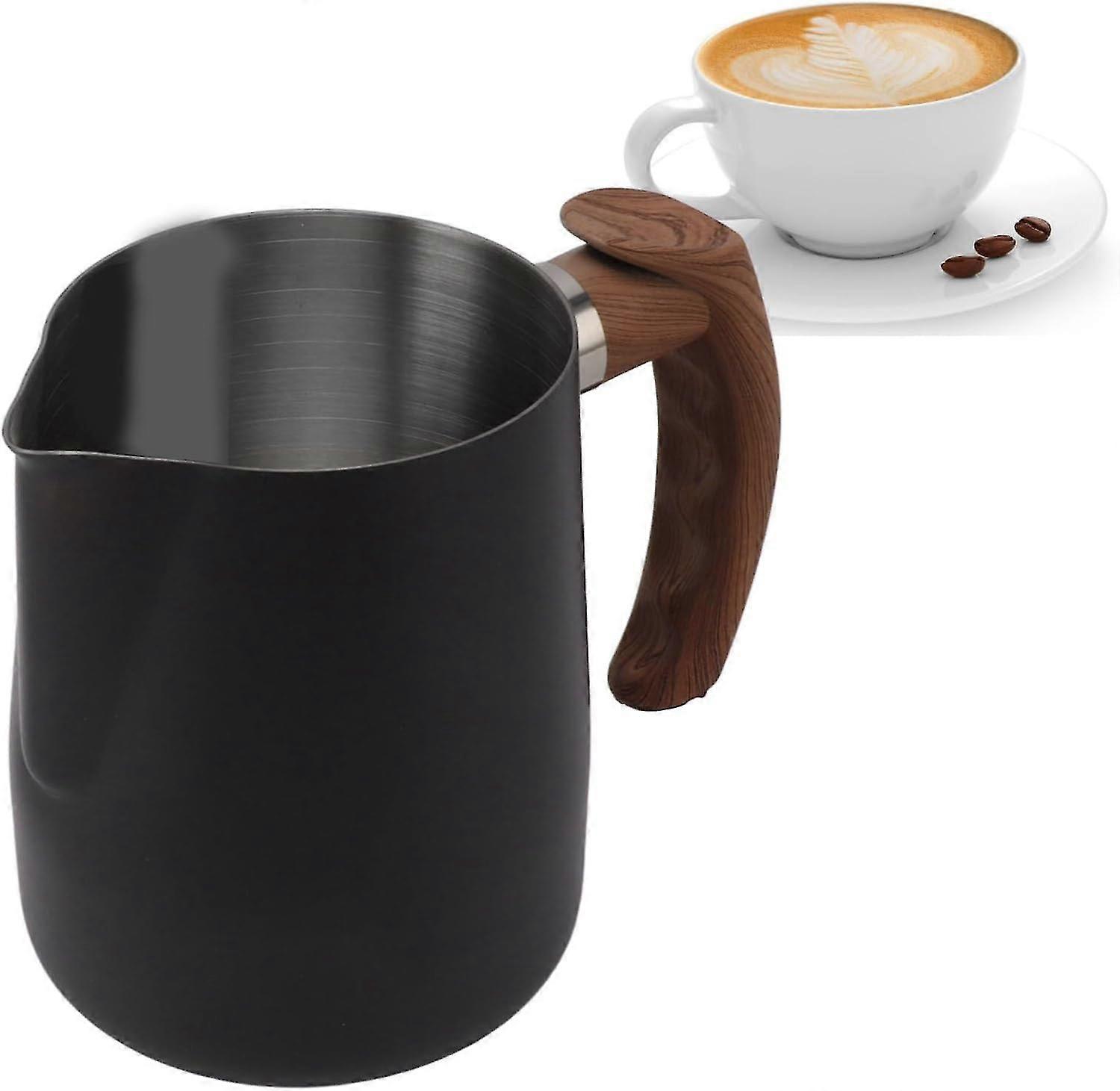 304 Stainless Steel Milk Frother Pitcher with Inner Scale, Dripless Spout and Handle - Ideal for Cappuccino and Coffee Steaming