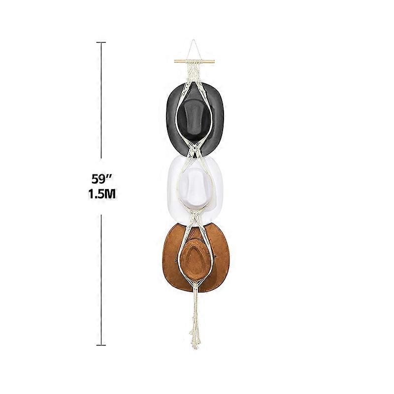Nordic Style Boho Cotton Rope Hanging Caps Holder Organizer Display Hat Scarf Organizer Rack Macrame Tapestry Hat Hanger