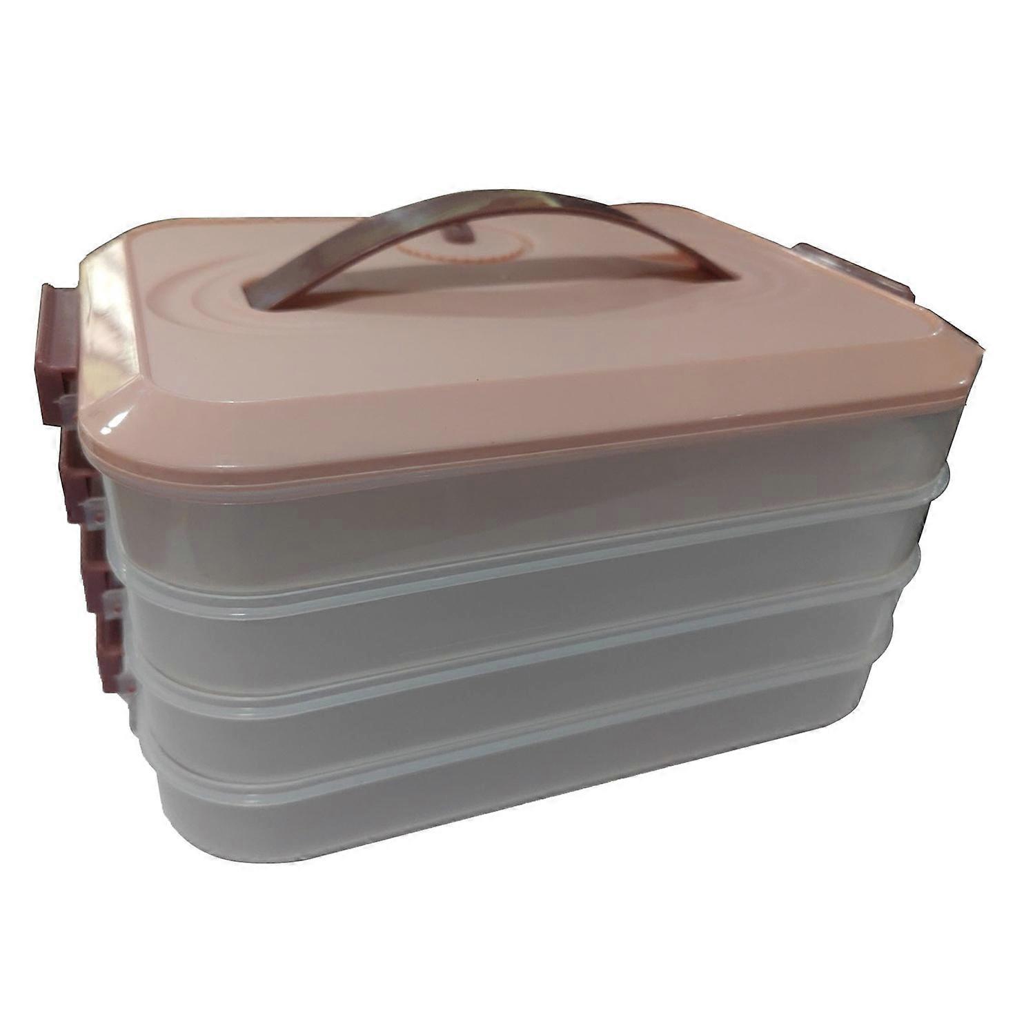 Dumpling Box Storage Container with Handle Food Grade BPA Free Non-Stick Stackable Snack Container