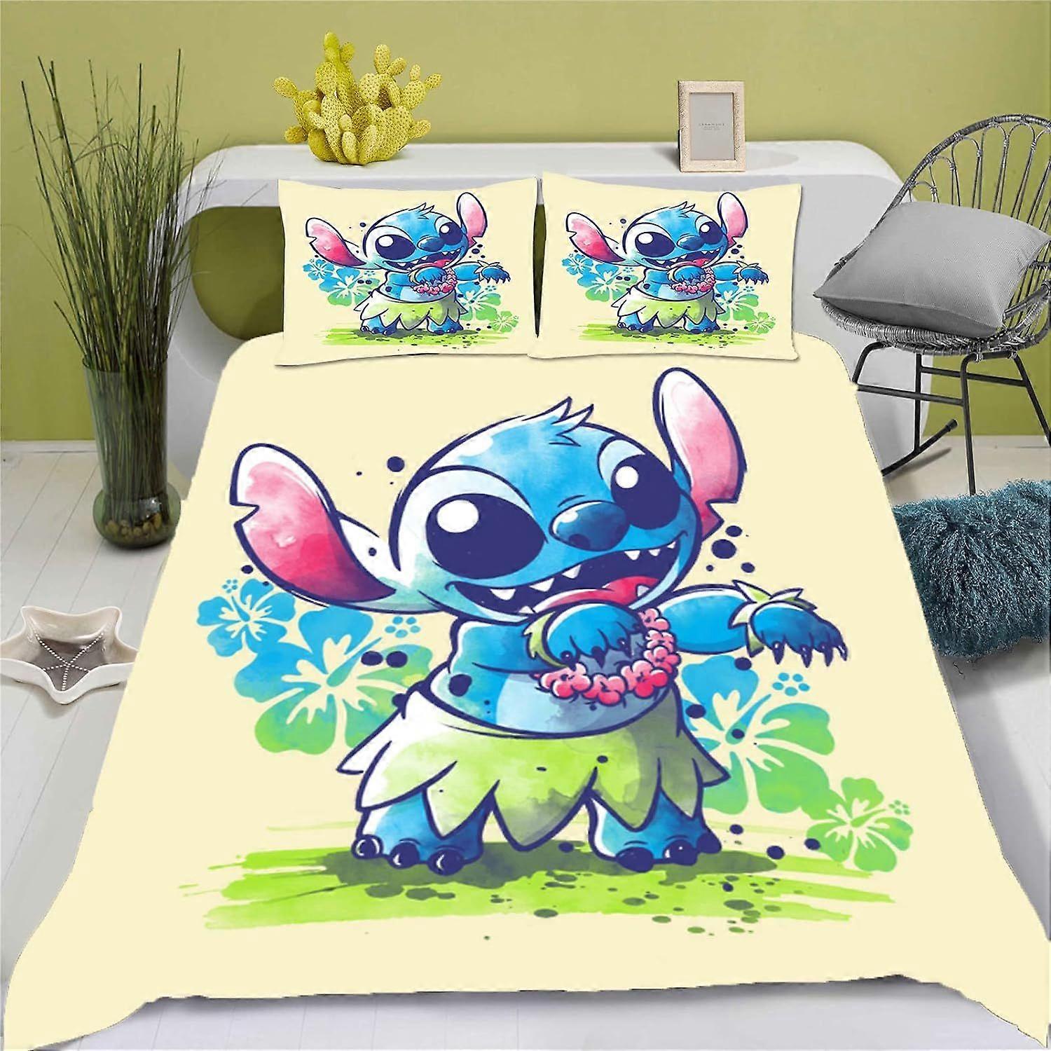 Pościel Lilo i Stitch, zestaw pościeli Lilo & Stitch dla nastolatków Poszwa na kołdrę z mikrofibry z nadrukiem z mikrofibry