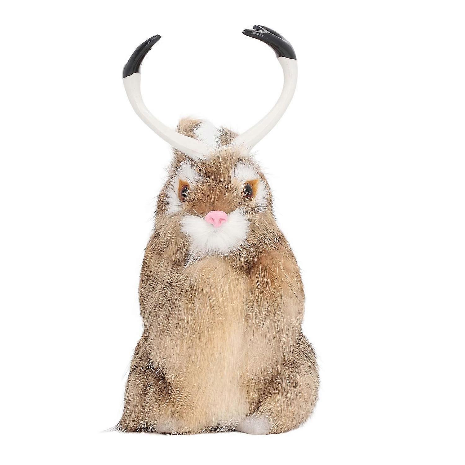 Simulation Antler Rabbit Ornament Cute Rabbit Home Decorations Animal Model Plush Toy Doll for Home 