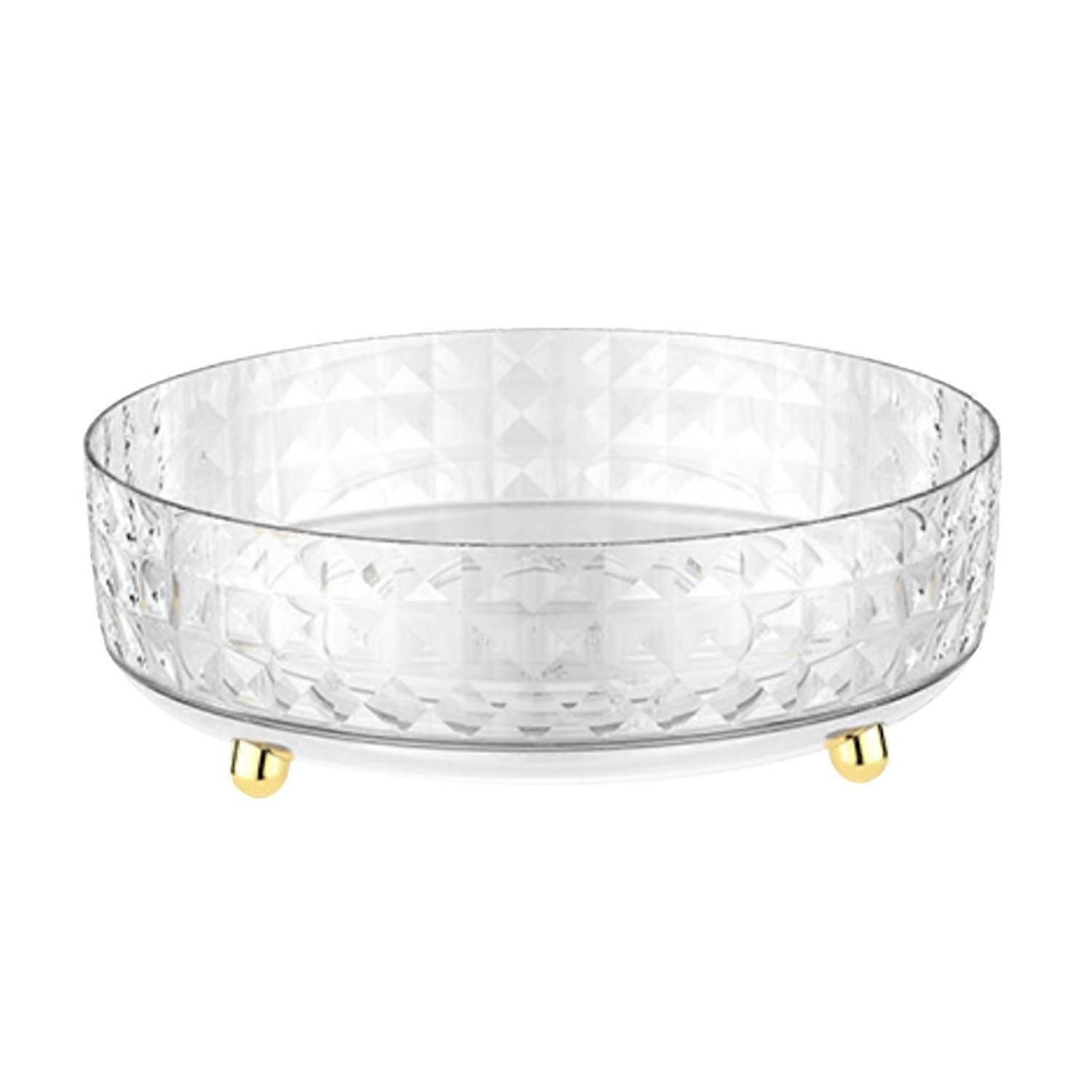 Rotating Makeup Tray Diamond Pattern Transparent Round Rotatable Cosmetic Storage Box Spice Storage 