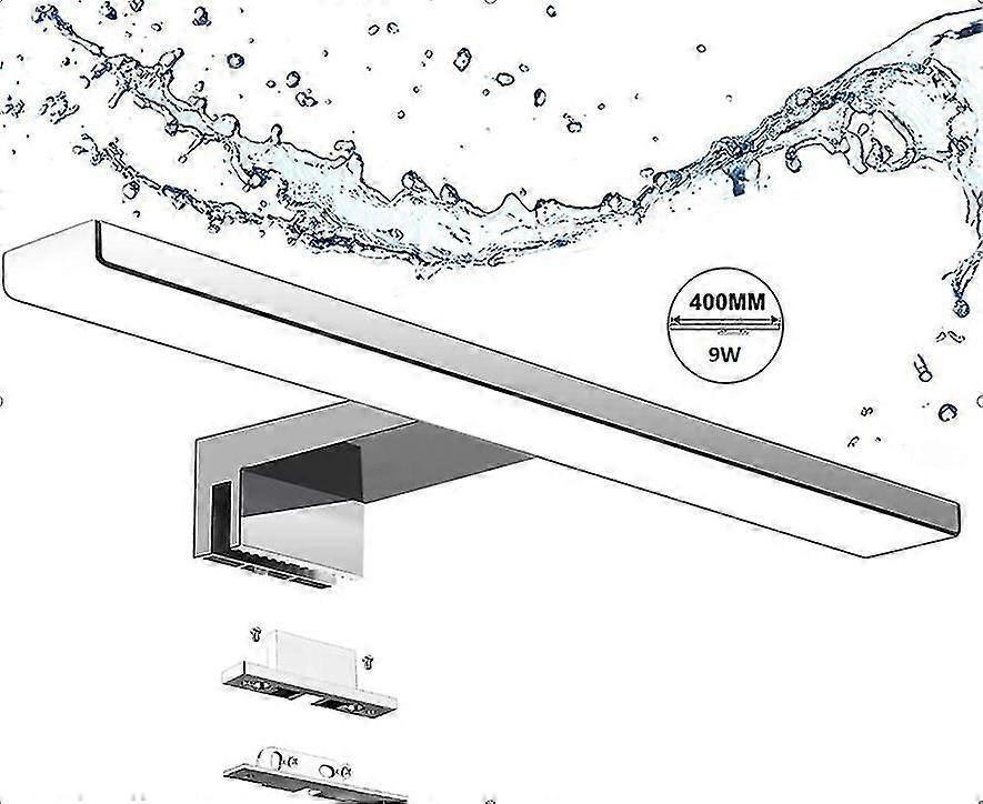 Bathroom Mirror Lamp 10w 820lm 40cm 230v 4000k, Ip44 Waterproof Class Ii, 3 In 1 Led Illuminated Mirror, Non Flier, Clip On Mirror, 400mm Led Lamp [,2