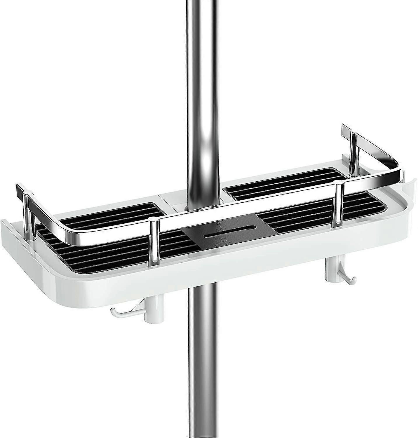 Shower Shelf Without Drilling Adjustable Shower Shelf For The Shower Rod Bathroom Storage With Shower Holder Shelf With 2 Small Hooks