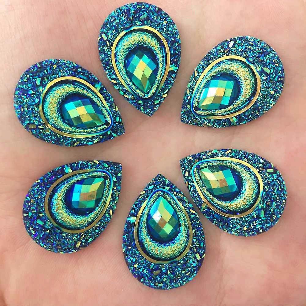 20pcs 18mm*25mm AB Black Resin Drop Flatback Rhinestone