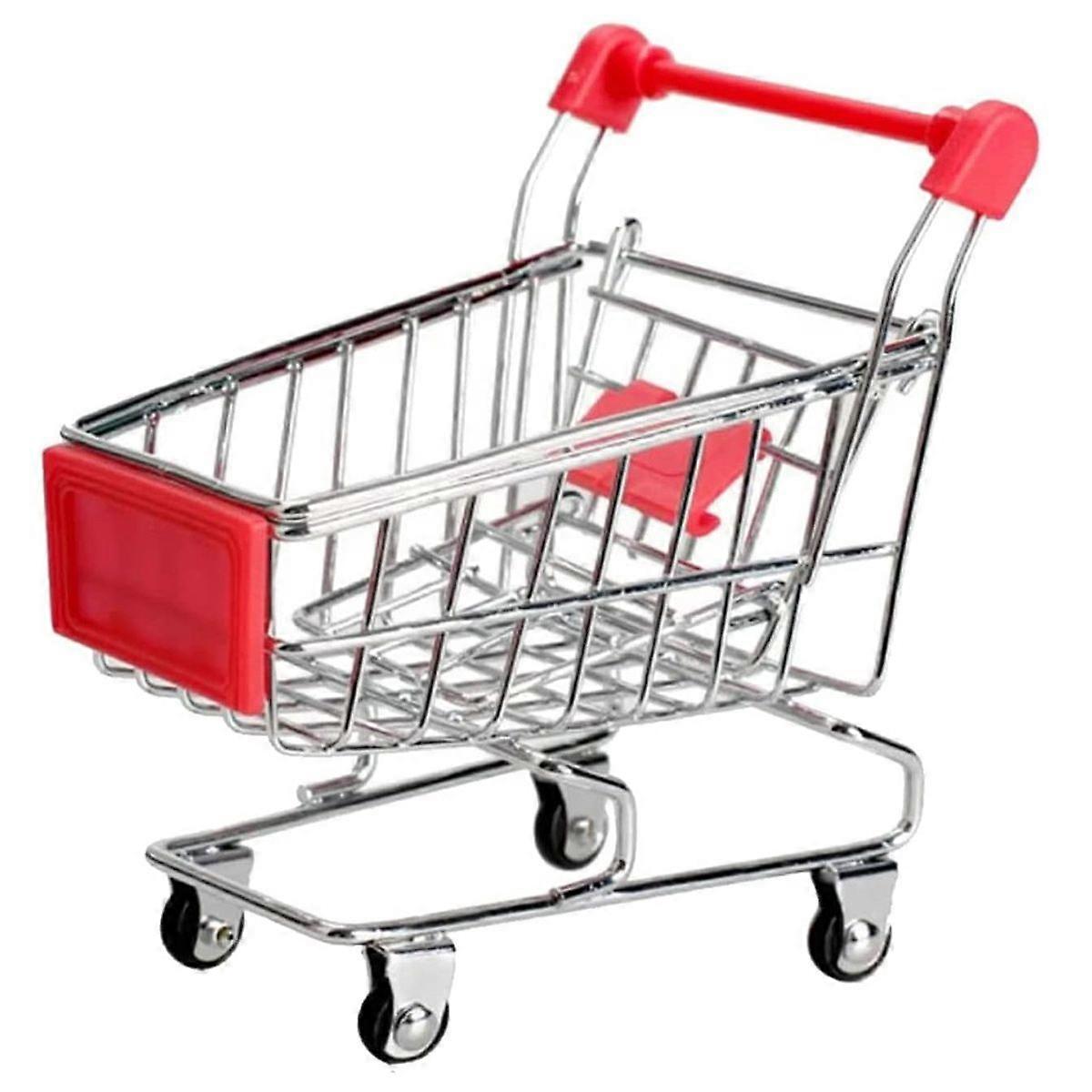 Mini Shopping Cart Trolley Utility Handcart Model Storage Toy Decoration Toys,Red