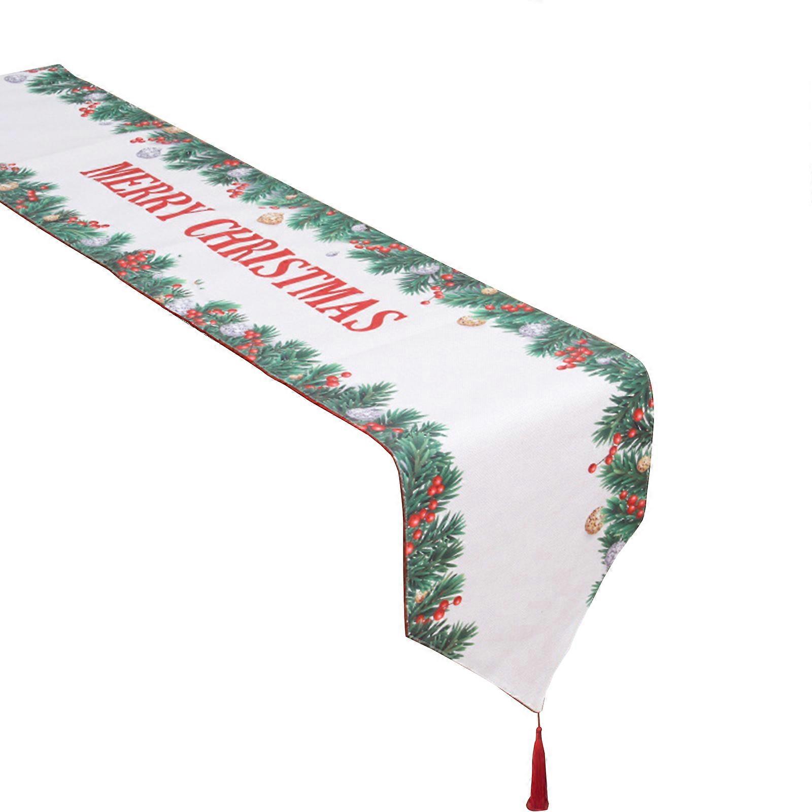 Merry Christmas Table Runner Double Layer Gnomes Table Runner Cover for Xmas Cabinet Table Home Party Decorations