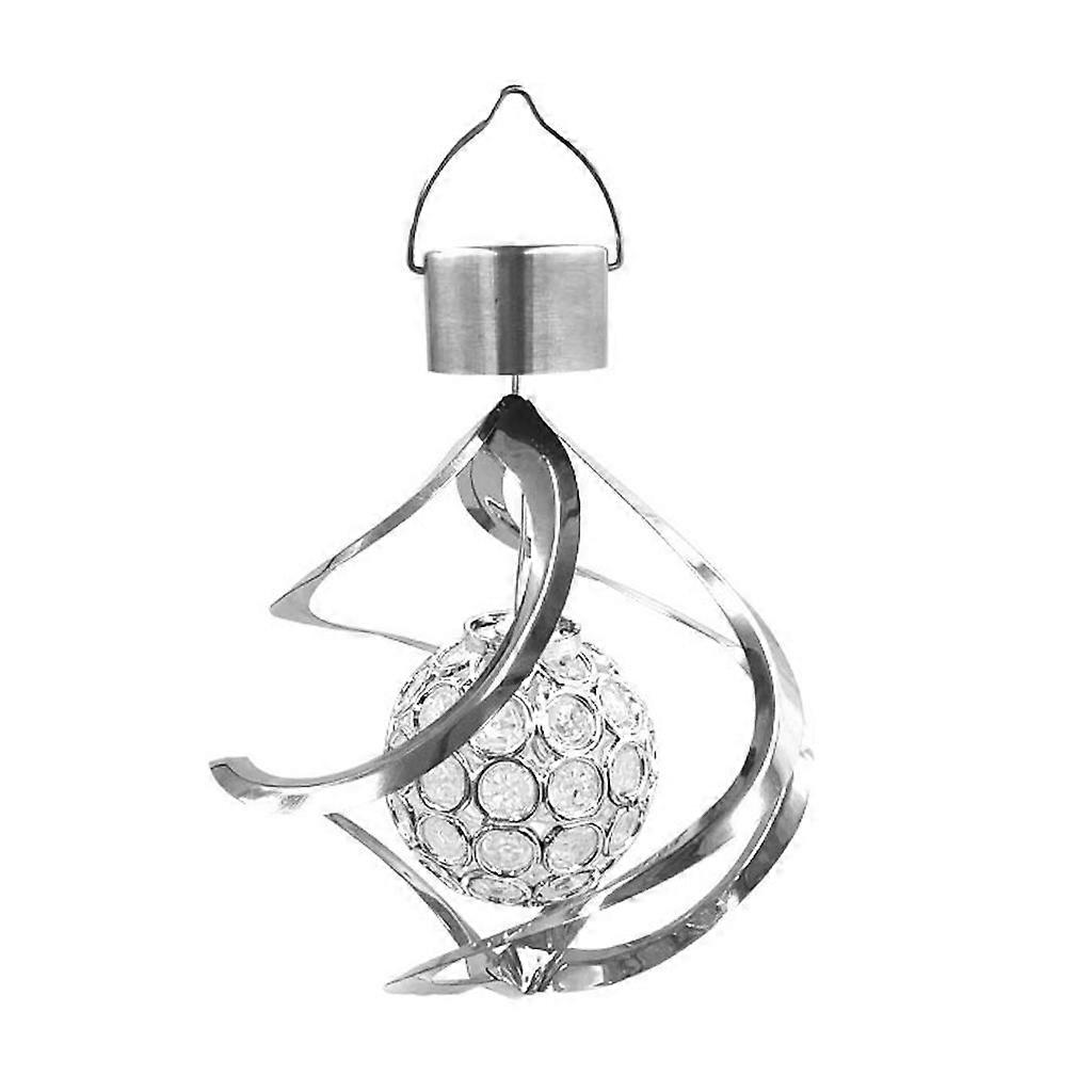 Solar Powered Wind Chime Light LED Garden Hanging Spinner Lamp Color Changing La Silver