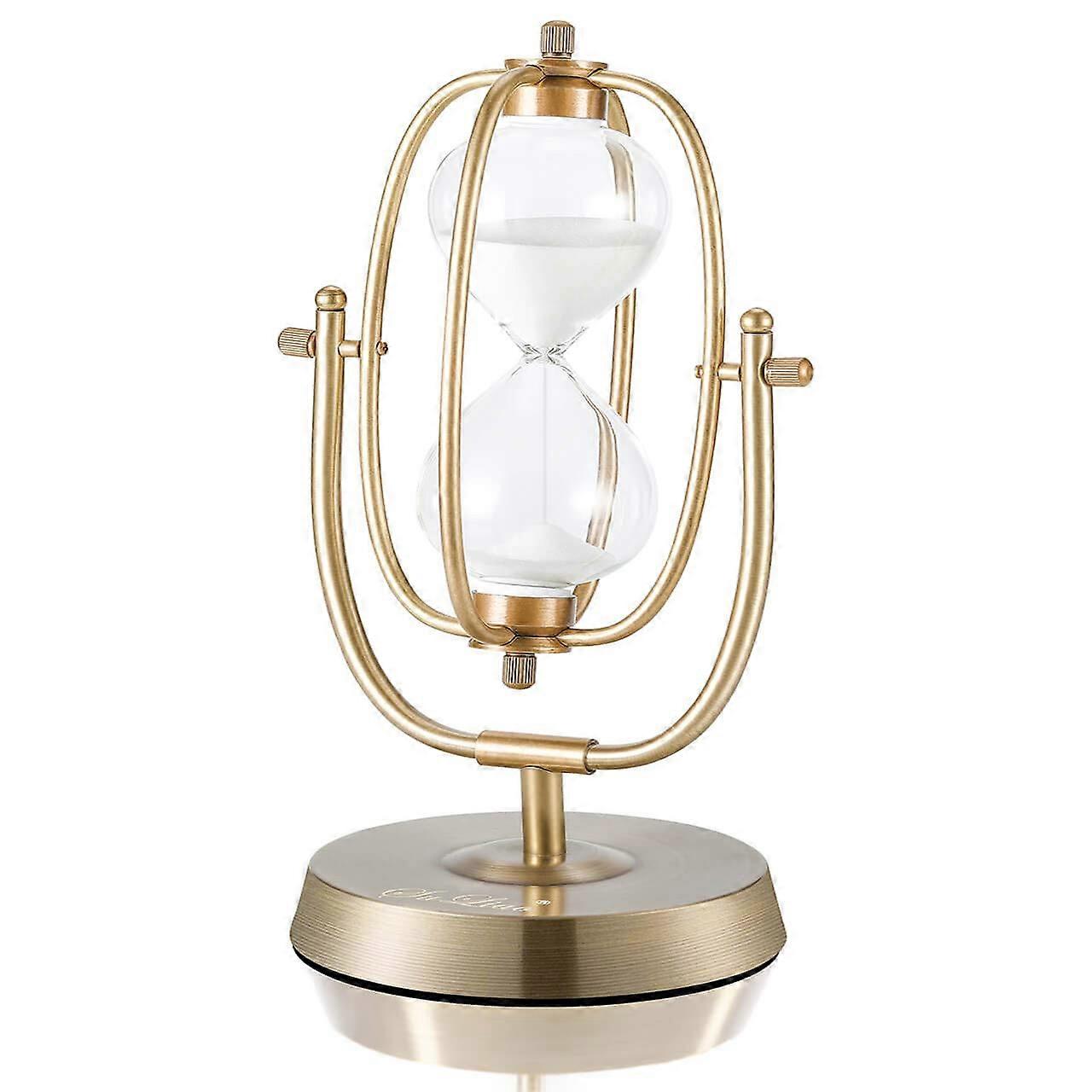 60-minute hourglass timer with brass frame for vintage desk decor