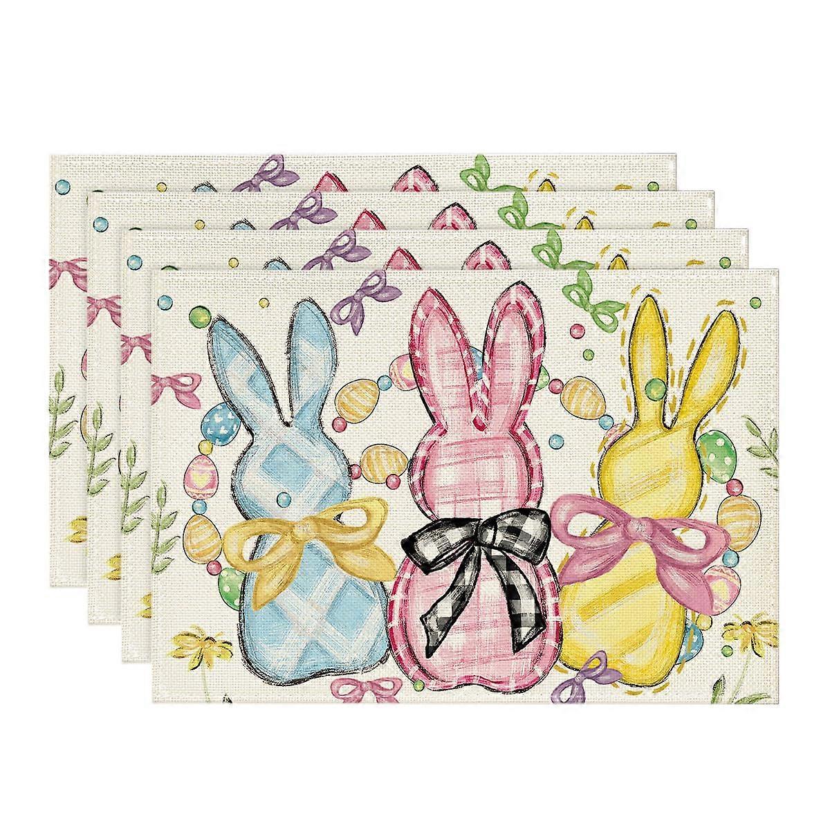 Bunny Rabbit Easter Placemats Set of 4, 12x18 Inch