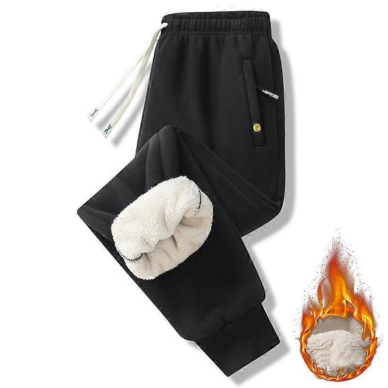 Men Fleece Warm Pants Loose Thermal Drawstring Trousers Autumn Winter Outwear Sweatpants
