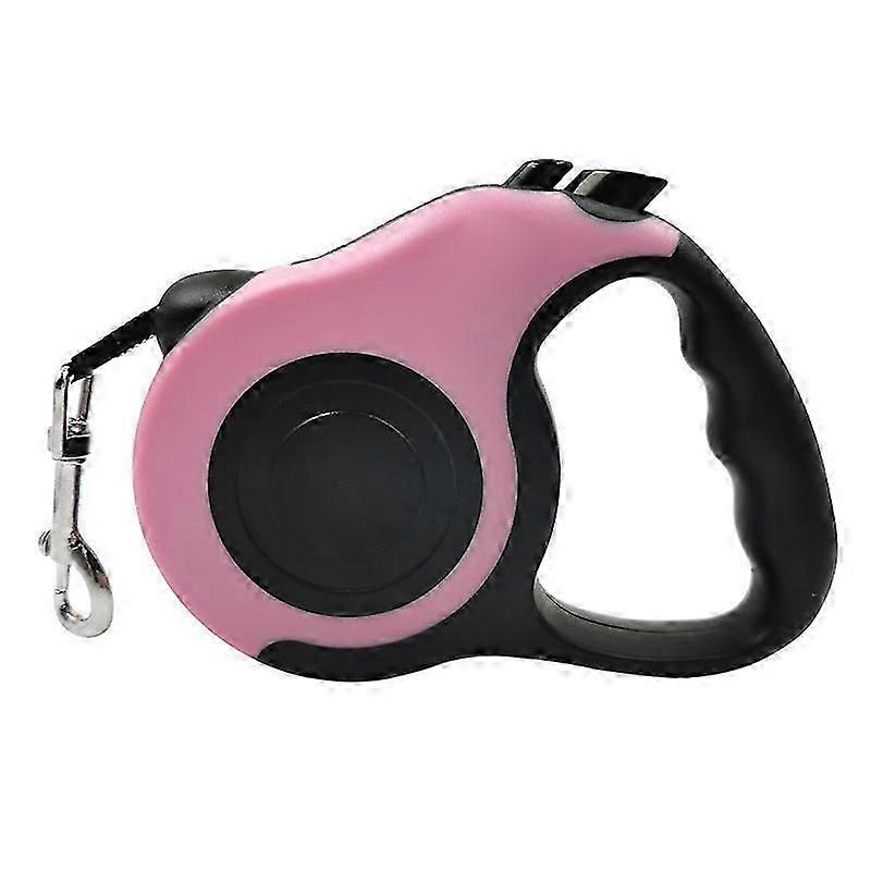 Retractable Pet Leash Button Control Ergonomic Handle Safe Dog Walking Belt for Cat Rabbit 16.4ft Pink