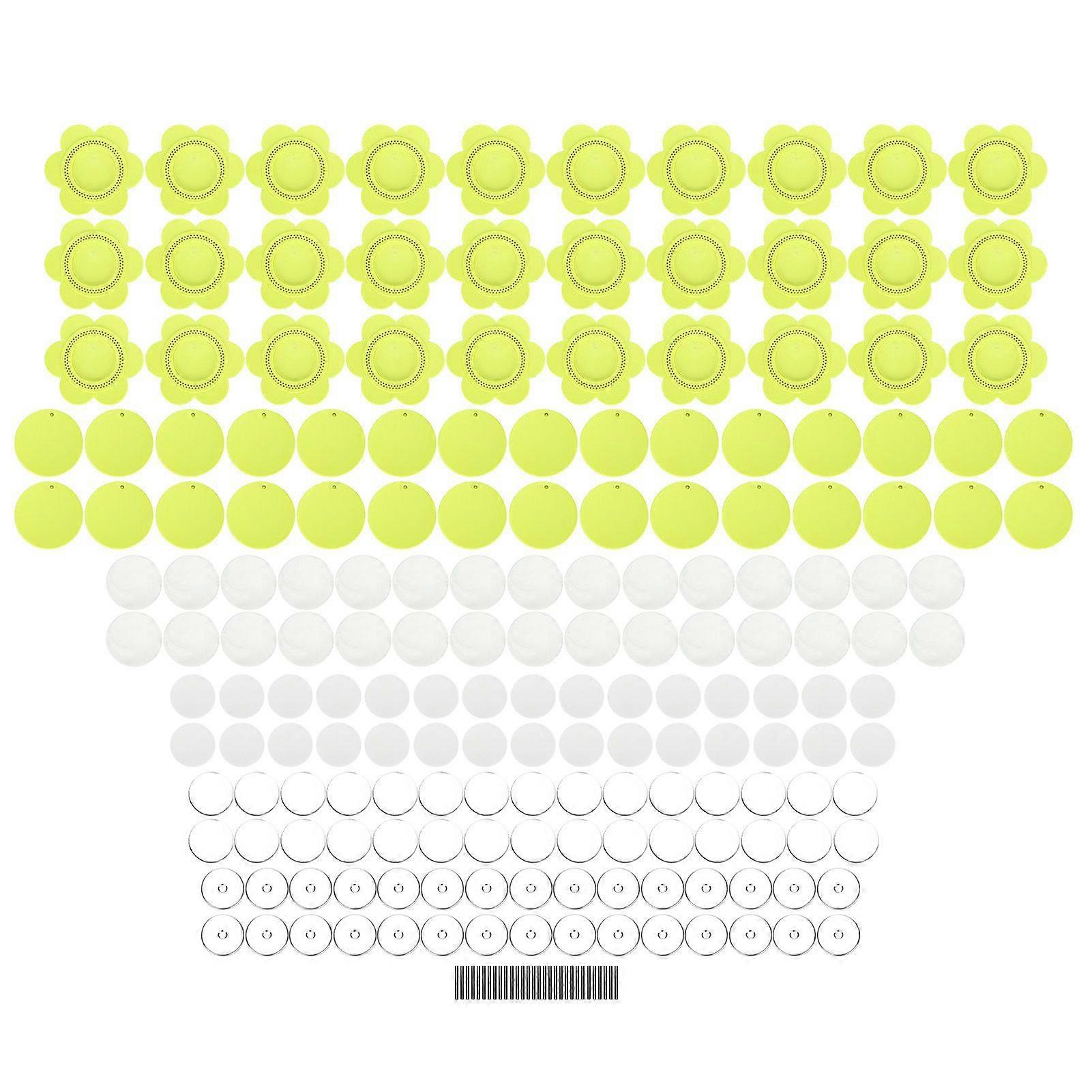 30Set 58mm Flower Badge Making Supplies Blank Badges Buttons Pin Set for DIY CraftingYellow Green