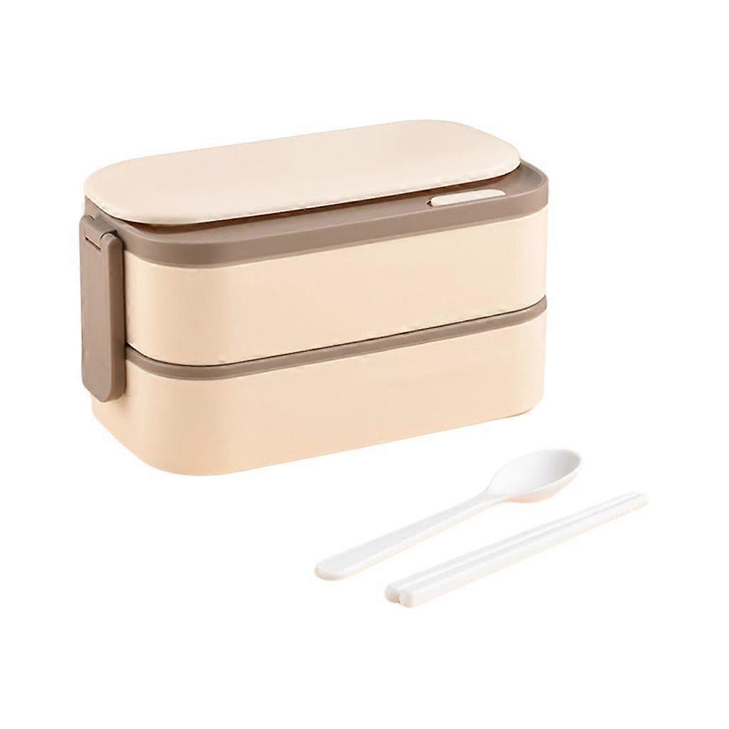 Stainless Steel Lunch Box with Double Layer Compartments for Students Office