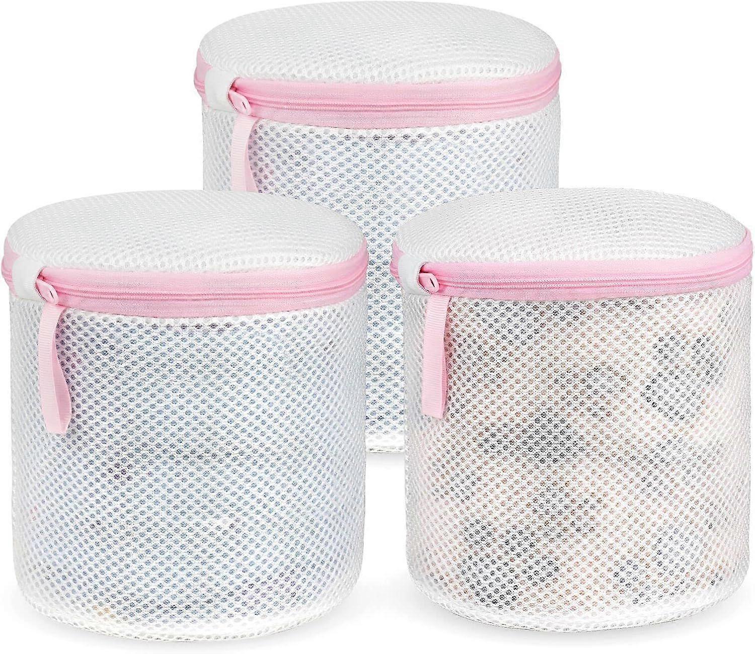 Washing Machine Laundry Net, 3PCS Cylindrical Laundry Bag with Zipper for Machine Washing, Reuse Washing Nets for Blouse, Stockings, Underwear, Bra,