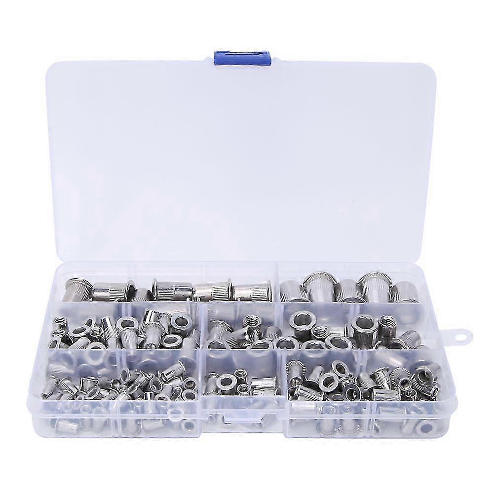 165 Pcs Rivet Nut Stainless Steel 304 M3~M10 Pull Rivet Nut Compartment Kit