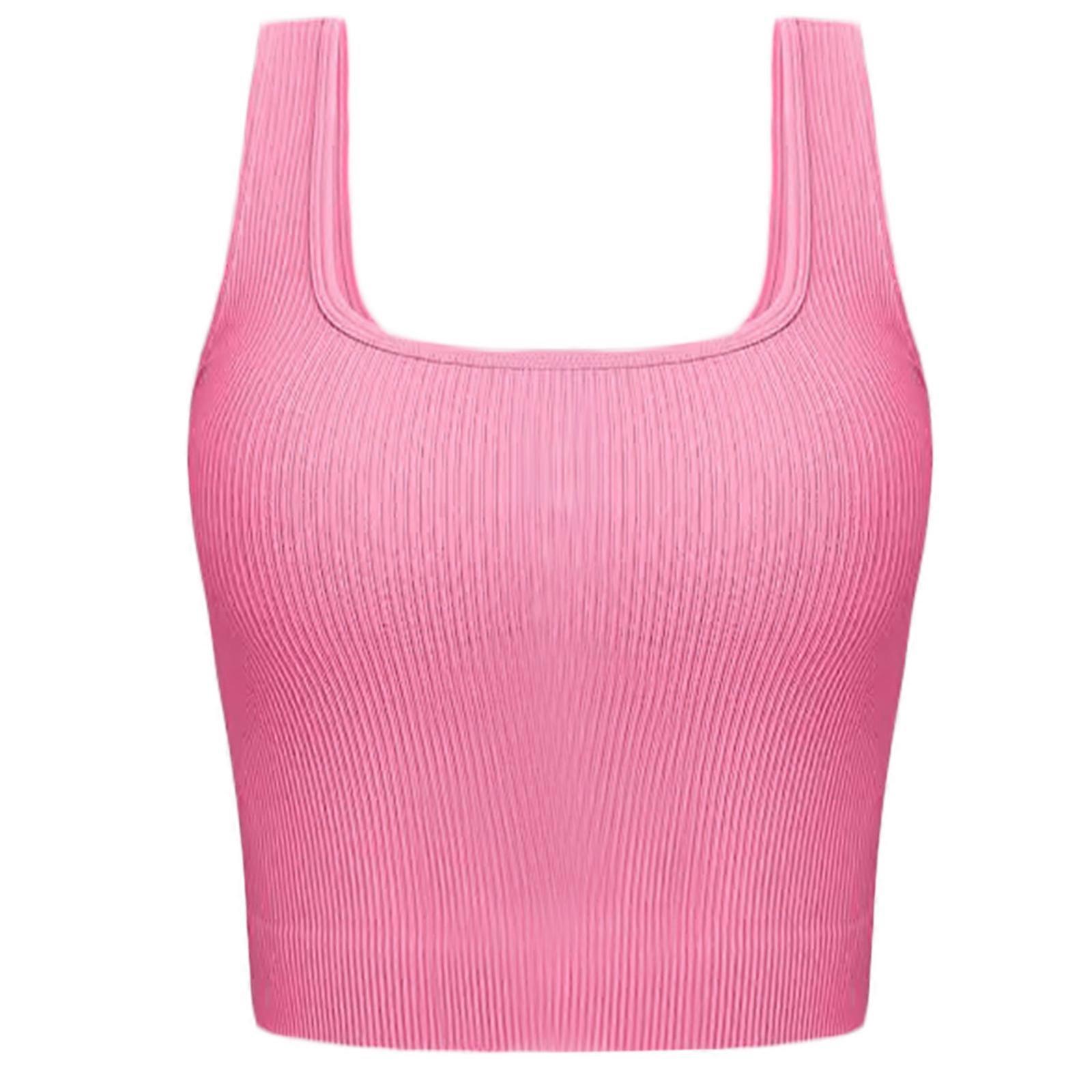 Crop top côtelé d’été sans manches pour femmes avec un élégant gilet respirant à col carré adapté à diverses occasions pastèque rouge S