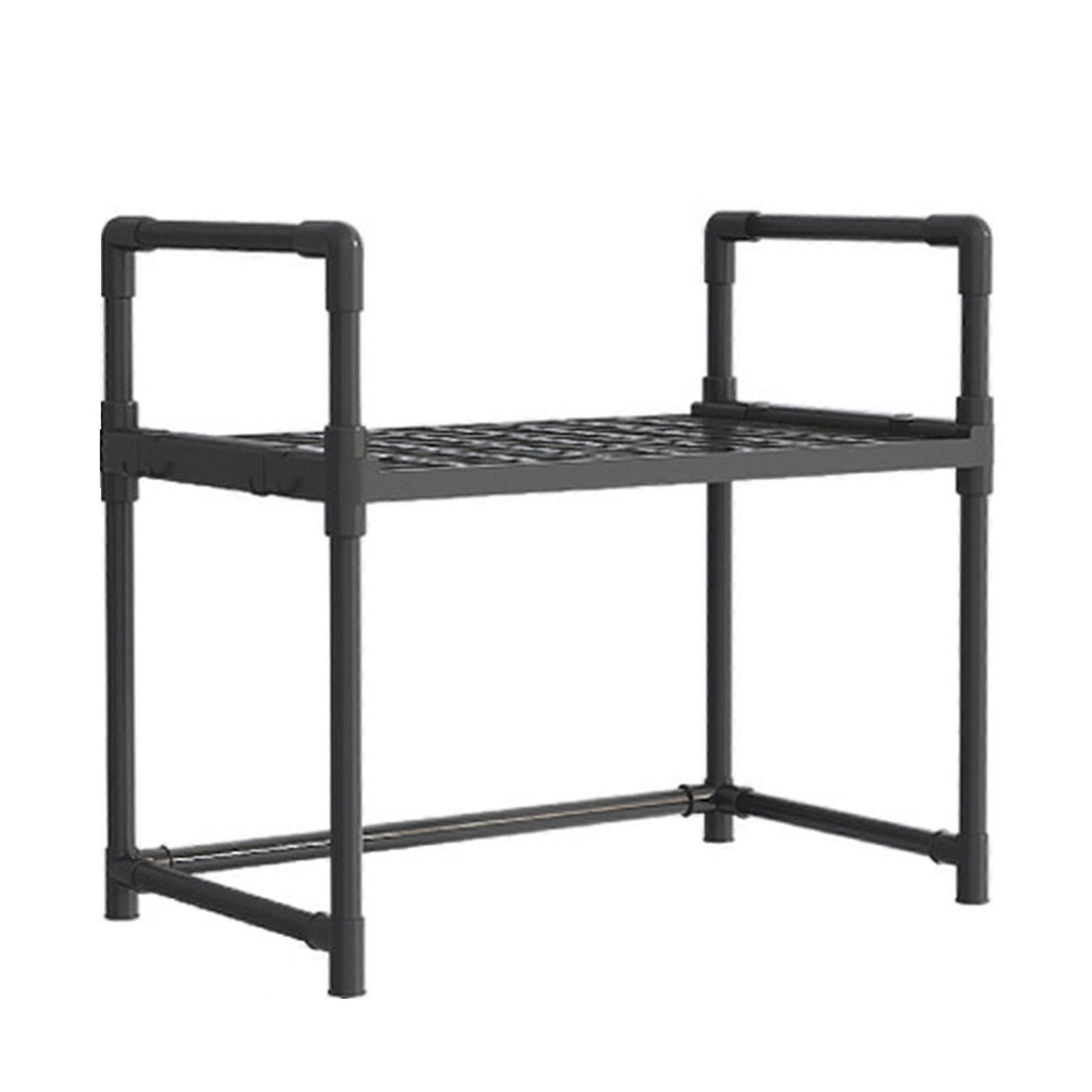 Sturdy PP Plastic Microwave Rack Practical Microwave Shelf Effective Stand Organizers For Home Storage Solution  Black